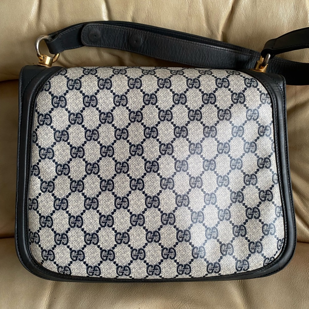 RARE Vintage Gucci 70s Blondie Shoulder Bag GG Saddle COA - Picture 3 of 16